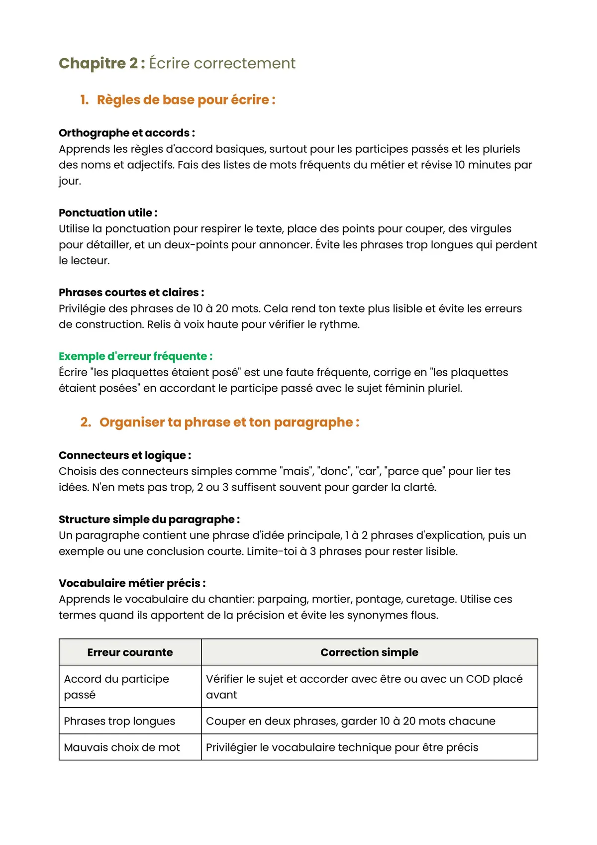 Example Fiche de Révision CAP Maçon